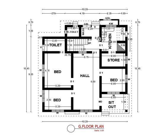 3 Bedroom house plan with a staircases