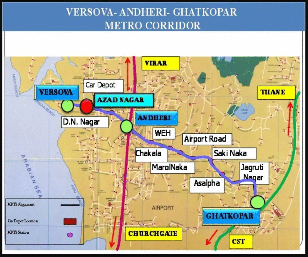 Mumbai Metro Line 1: Blue Line along Versova-Andheri-Ghatkopar route