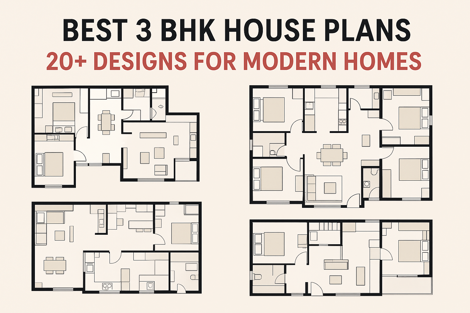 Best 3 BHK House Plans: 20+ Designs for Modern Homes